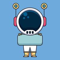 astronaut met lege pagina, schattige cartoon icoon illustratie vector