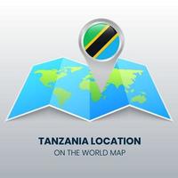 locatie icoon van tanzania op de wereldkaart vector