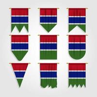 Gambia vlag in verschillende vormen vector