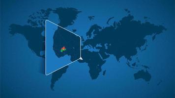 gedetailleerde wereldkaart met vastgezette vergrote kaart van burkina faso en buurlanden. vector