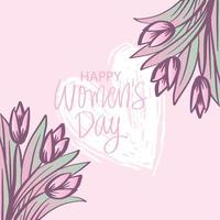 Happy Women's Day-wenskaart met tulpenbloemenHappy Women's Day-wenskaart met tulpenbloemen vector