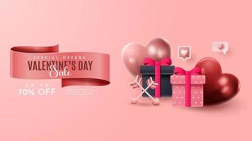 Valentijnsdag 3D-podiumproductpresentatie voor banner, reclame en zaken. vector illustratie