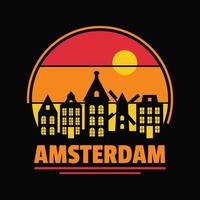 skyline silhouet embleem van amsterdam city. vector