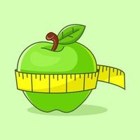fruit appel pictogram illustratie met liniaal geïsoleerd voedsel pictogram concept vector