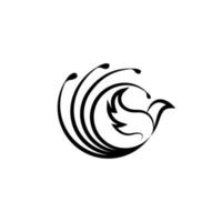 schets vliegende feniks of adelaar logo ontwerpsjabloon vector