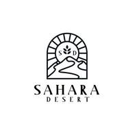 schets sahara woestijn logo met zon en blad. bohemien sahara woestijn logo vector