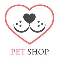 dierenwinkel logo afbeelding. pak met schattige snuit van een hond. vector