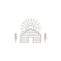 lijn hipster huis hout logo ontwerp vector grafisch symbool pictogram illustratie creatief idee