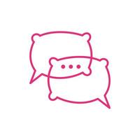 lijn kussen met chat talk logo-ontwerp, vector grafisch symbool pictogram illustratie creatief idee