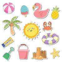 handgetekende zomer sticker cartoon vector