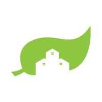 huisvesting natuur met blad groen logo ontwerp vector pictogram symbool illustratie