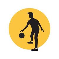 silhouet jonge man opleiding dribbelen basketbal met zonsondergang logo ontwerp, vector grafisch symbool pictogram illustratie creatief idee