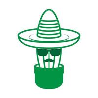 cactus cartoon lijnen mexico met hoed sumbrero logo symbool vector pictogram illustratie grafisch ontwerp