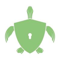 groene schildpad met schild logo symbool vector pictogram illustratie grafisch ontwerp