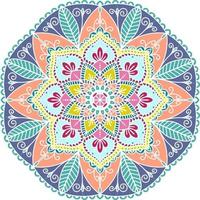 etnische mandala met kleurrijke tribal ornament. vectorillustratie geïsoleerd op een witte achtergrond. ontwerpelement voor kerstkaarten, achtergrond en sites. islam, arabisch, indische motieven. vector