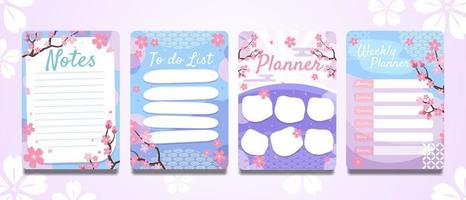 bloeiende lente kersenbloesem planner pagina vector