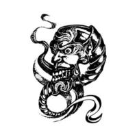 abstract demon schedel hand getekende tattoo ontwerp vector