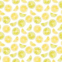 vector naadloos patroon van citrusvruchten, limoenschijfjes, sinaasappels, citroenen. abstracte achtergrond, behang. natuurlijke biologische voeding illustratie, sappig fruit