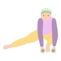 een vrouw die yoga beoefent. een oudere vrouw die asana uitvoert. vectorillustratie op witte achtergrond. voor print, webdesign. handtekening. vector