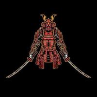 afdruk van Japanse samurai krijger vectorillustratie vector