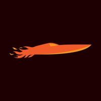 boot straal met vuur vlam logo ontwerp vector grafisch symbool pictogram illustratie creatief idee