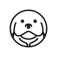 dikke hond schattig met cirkel lijn logo ontwerp, vector grafisch symbool pictogram illustratie creatief idee