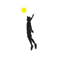 silhouet jonge man jump smash volley logo ontwerp, vector grafisch symbool pictogram illustratie creatief idee
