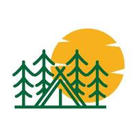 kamp tent met pijnbomen logo symbool vector pictogram illustratie grafisch ontwerp