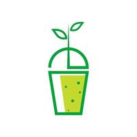 vers drankje groen met plastic glas logo ontwerp, vector grafisch symbool pictogram illustratie creatief idee