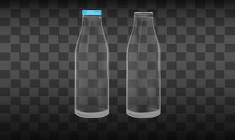 realistische glazen fles melk mockup vector