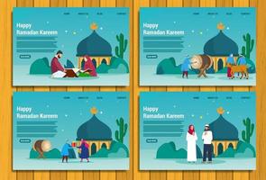 gelukkig ramadan kareem islamitisch concept, wenskaart voor moslim heilige maand, iftar na vasten. geschikt voor webbestemmingspagina, ui, mobiele app, banner vector