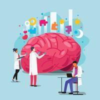 Artsen helpen de hersenen. Wereld geestelijke gezondheid dag concept vector