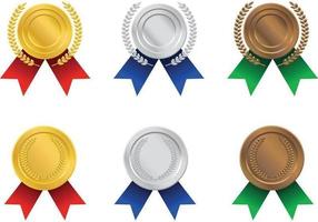 Gold, Silver, and Bronze Ribbon Award Vectors 