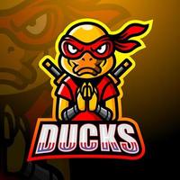 ninja duck mascot esport logo ontwerp vector