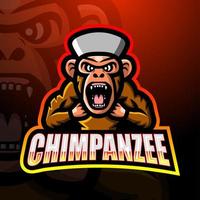 chimpansee mascotte esport logo ontwerp vector