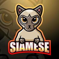 siamese mascotte esport logo-ontwerp vector