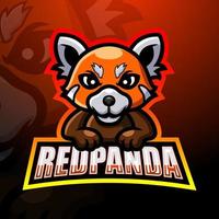 rode panda mascotte esport logo ontwerp vector