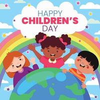 gelukkige en gezonde kinderen vieren kinderdag vector
