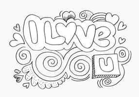 ik hou van je hand belettering en doodles elementen vector illustratie voor ontwerp wenskaarten, tatoeage, vakantie-uitnodigingen.