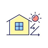 warmte-isolatie rgb kleur icoon. huis isolatie van warmte. thermische isolatie. houd het huis koel in de zomer. energiezuinige, goed ontworpen woning. geïsoleerde vectorillustratie. eenvoudige gevulde lijntekening vector