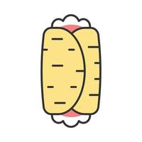 burrito kleur icoon. traditioneel Mexicaans gerecht. Fast food. kebab. geïsoleerde vectorillustratie vector