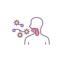 schimmel longontsteking rgb kleur icoon. infectieus proces in keel en longen. sporen inademing. longschimmelziekte. allergische reacties. geïsoleerde vectorillustratie. eenvoudige gevulde lijntekening vector