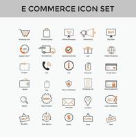 set van e-commerce lijnpictogram online winkelen pictogrammenset bewerkbare lijn vector