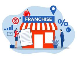 zakenmensen investeringen met kleine bedrijven of franchise tak uitbreidingsstrategie van financiële marketing planning vector illustrator