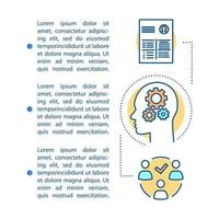 vaardigheden beoordeling artikel pagina vector sjabloon. brochure, tijdschrift, boekje ontwerpelement met lineaire pictogrammen. werknemer zachte, technische vaardigheden printontwerp. conceptillustraties met tekstruimte