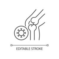 reactieve artritis lineaire pictogram. besmettelijke gewrichtsziekte. inflammatoire artritis. pijnlijk gevoel. dunne lijn aanpasbare illustratie. contour symbool. vector geïsoleerde overzichtstekening. bewerkbare streek