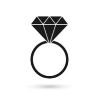 valentijnsdag diamanten ring plat pictogram vector