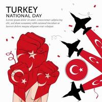 gelukkige nationale feestdag turkije. banner, wenskaart, flyer ontwerp. poster sjabloonontwerp vector