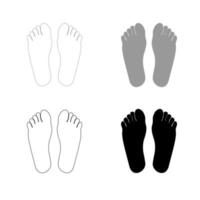 voetafdruk hiel de set zwart grijs kleur icoon vector