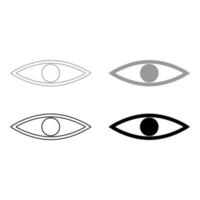 oog de set zwart grijze kleur icoon vector